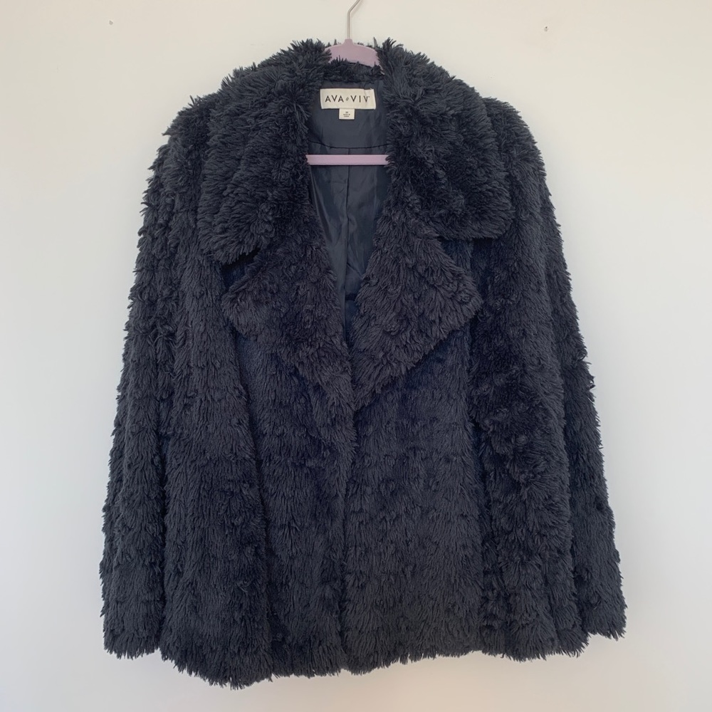 Blue Faux Fur Moto Jacket